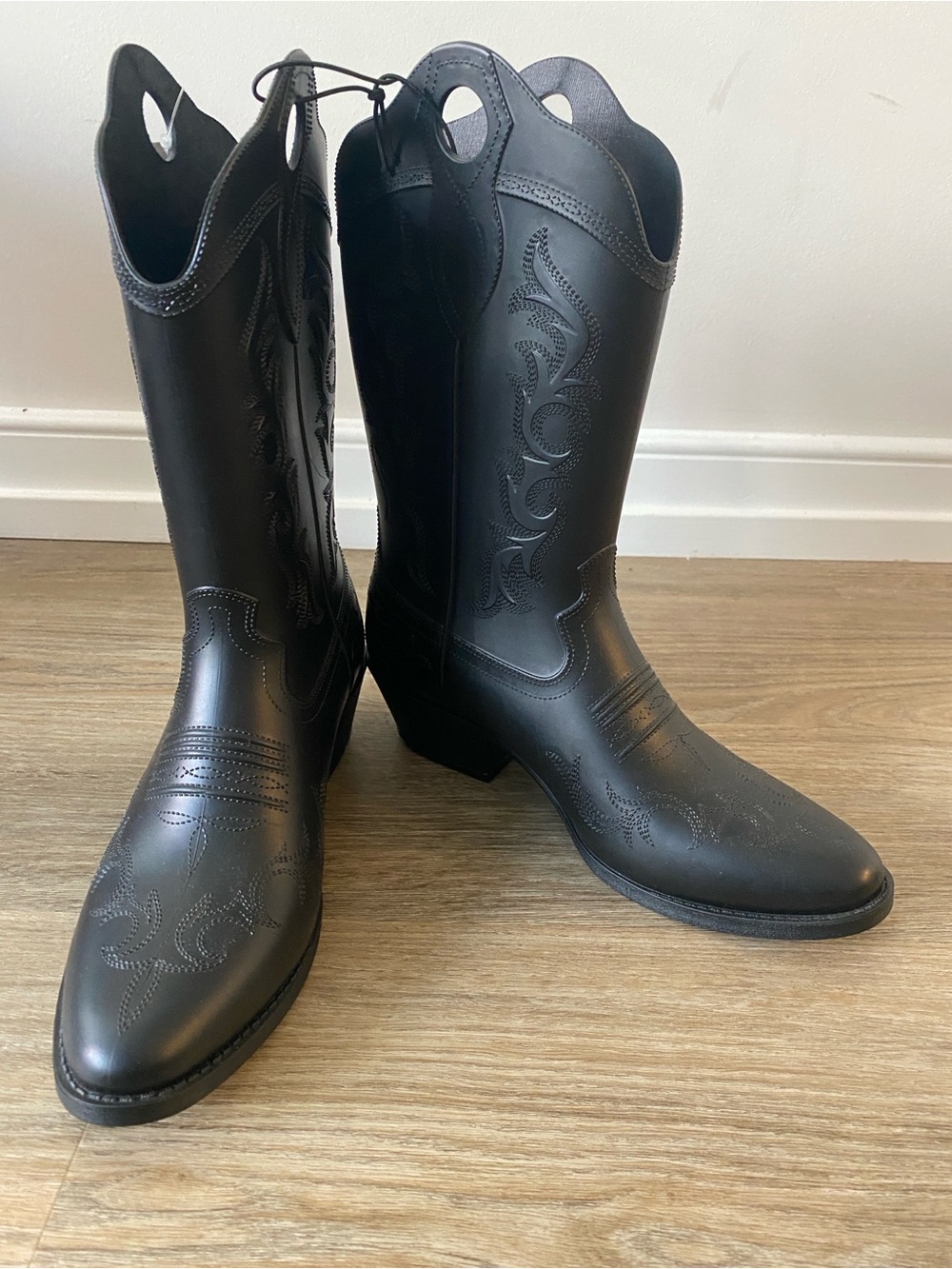 No Boundaries Black Western-Style Rain Boots